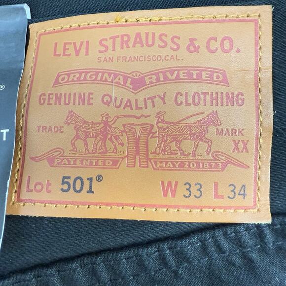 Levi's 501XX Big E Men's 33x34 Black Straight Leg Button Fly Preppy Normcore NWT - Picture 4 of 16